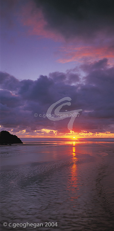 Warming the blue, Evening on an Atlantic Beach in Cornwall