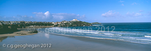 Newquay, the town and the beaches from the East